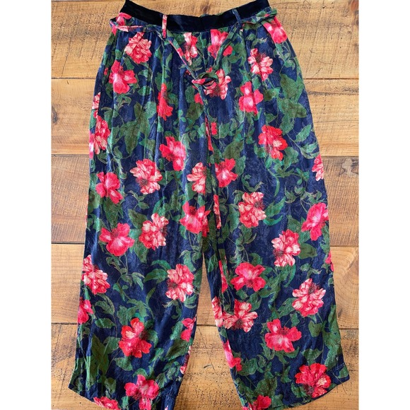 Womens ICONS Objects‎ of Devotion Floral Ankle Length Wide Leg Pants Size Large - Picture 1 of 8